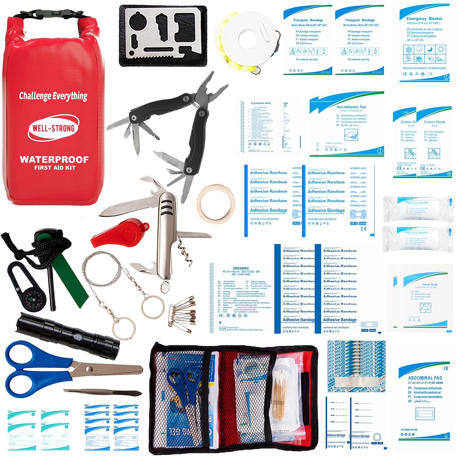 WELL-STRONG Survival First Aid Kit 111pcs Waterproof Boat Emergency Kit for F…