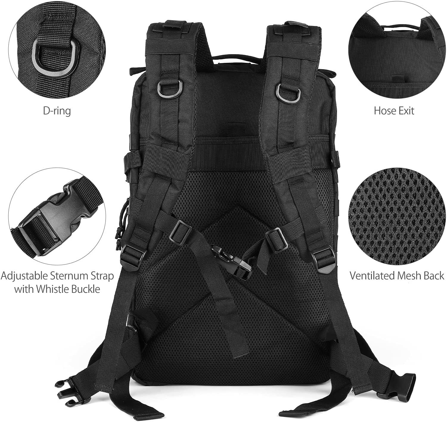 45L Molle Army Military Tactical Backpack Waterproof Assault Bag Travel Rucksack