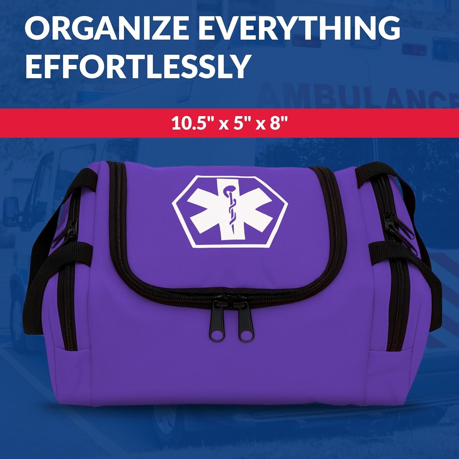 Portable First Aid Bag with Large Main Compartment and Strong Carry Handles
