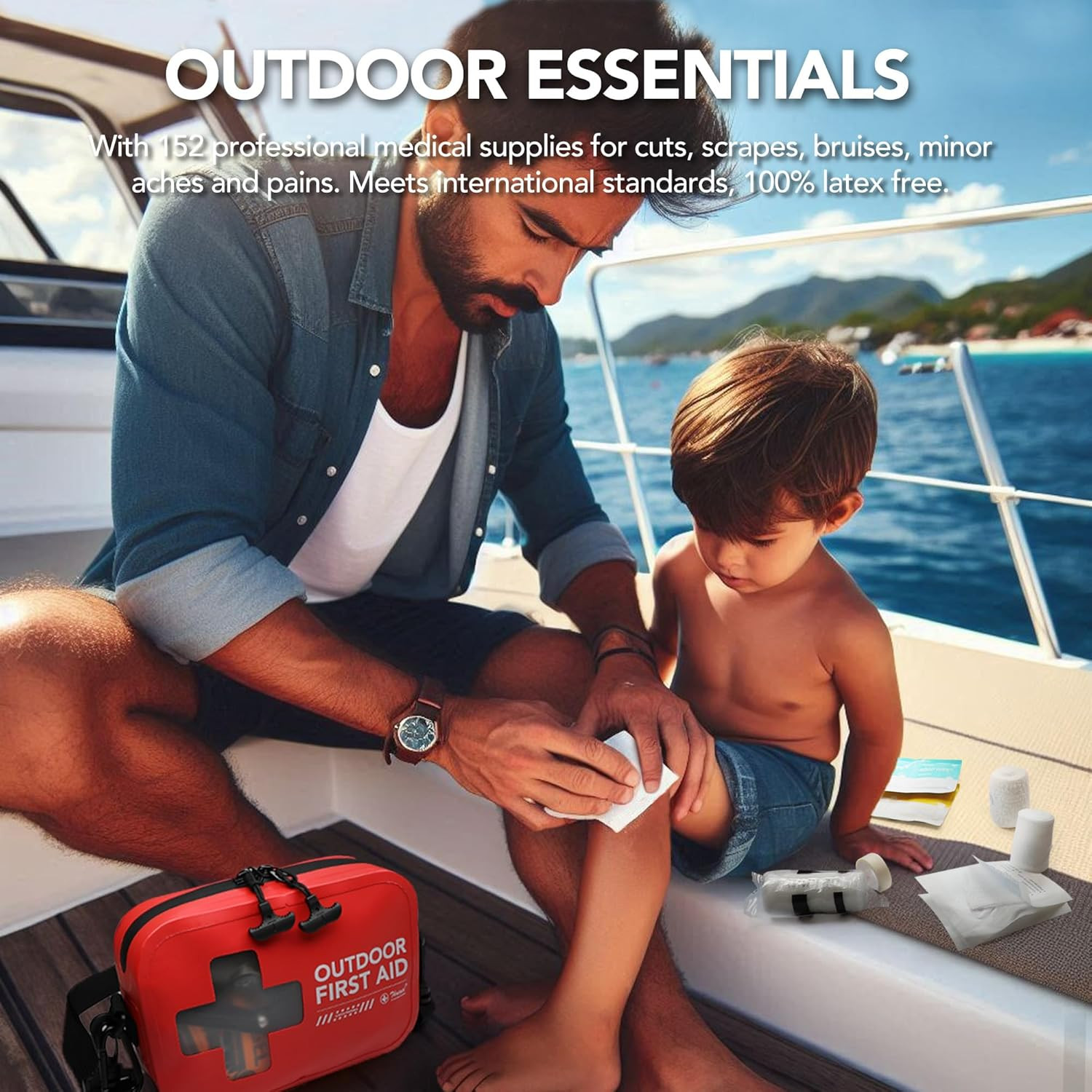 152 PCS Waterproof First Aid Kit, Portable Small Boat Dry Bag Bug Out Bags, Emer