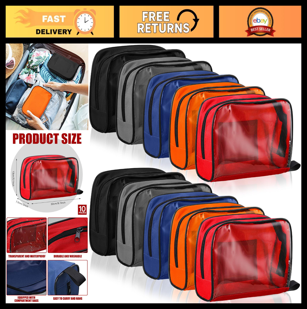 10 Pcs Colorful Empty First Aid Kit Bags – Portable Medical Pouches with Zipper