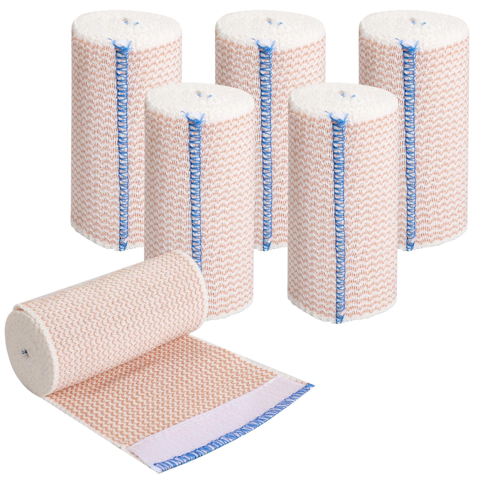 6 Pack Premium Elastic Bandage Wrap 4 Inch Compression Blue