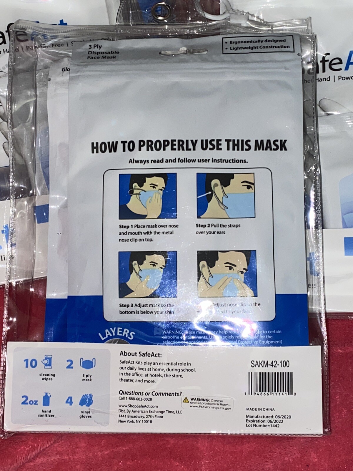 5- SAFE ACT Personal Protective Supply Mini/Travel Kit PPE NEW/SEALED Ships Fast