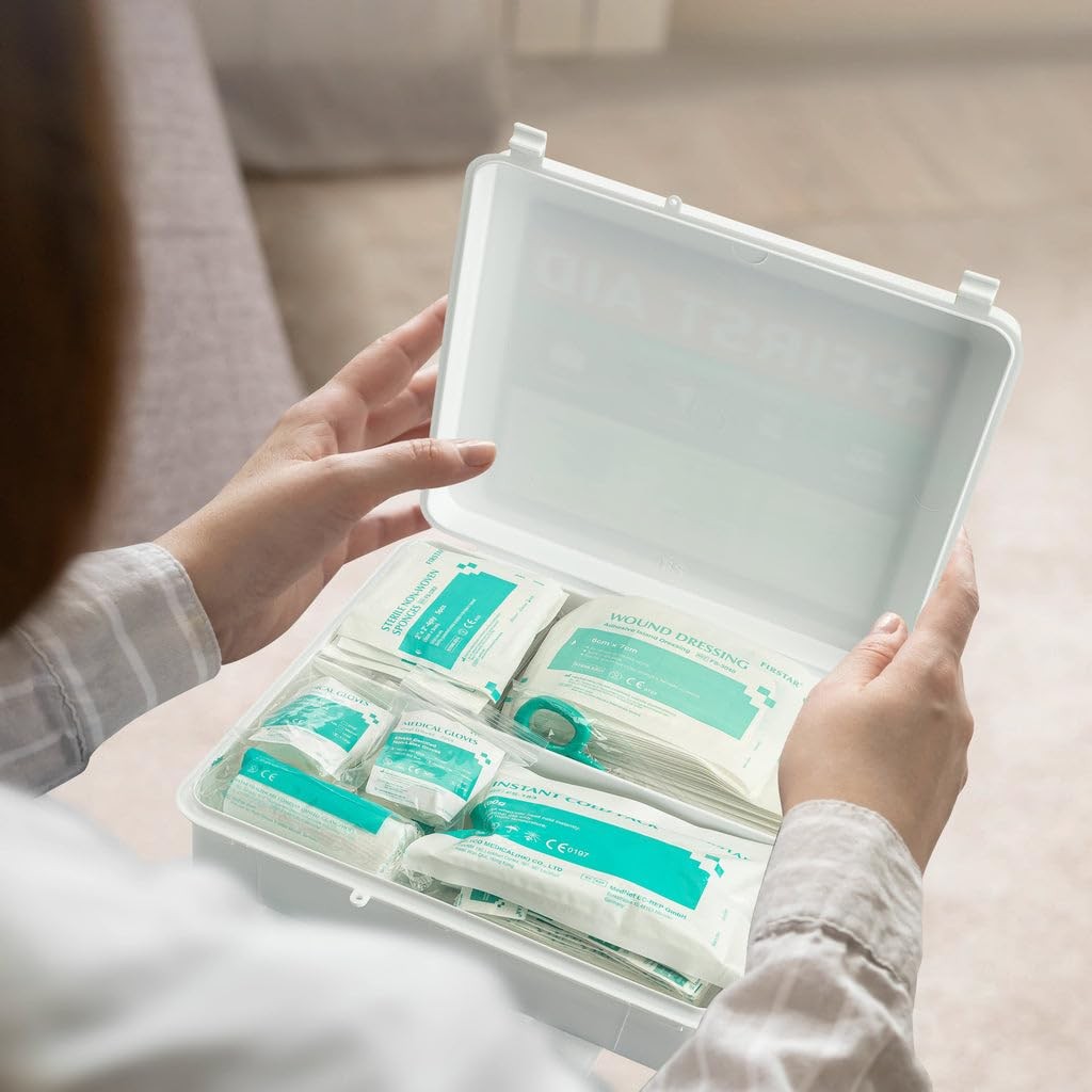 Professional First Aid Kit for Workplace, Wall Mountable & Portable with Hard Ca