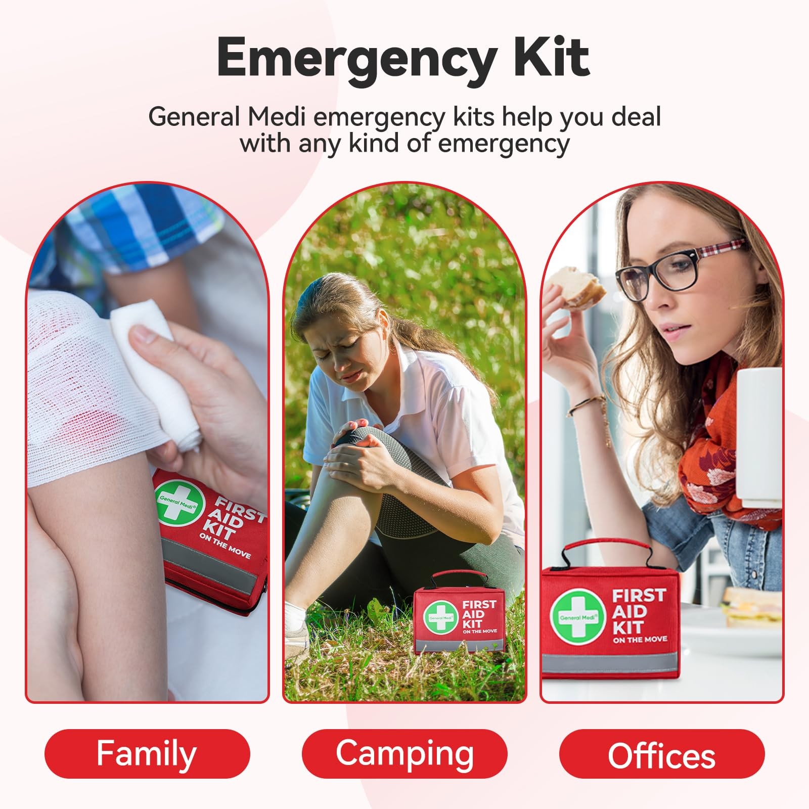 General Medi First Aid Kit 150 Pcs Small Compact Emergency Bag Travel Home Car