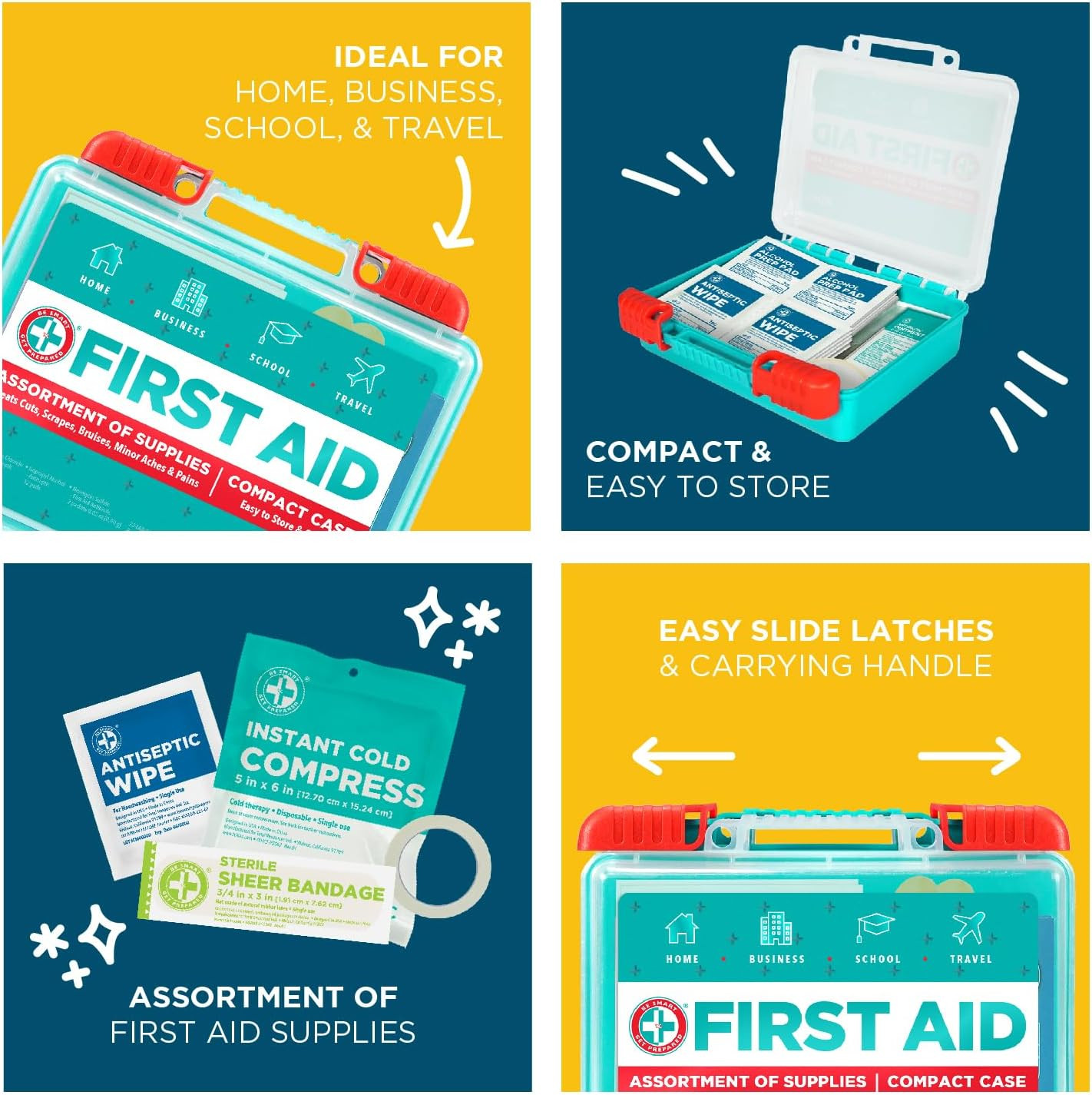 85 Piece First Aid Kit: Clean, Treat, Protect Minor Cuts, Scrapes. Home, Office,