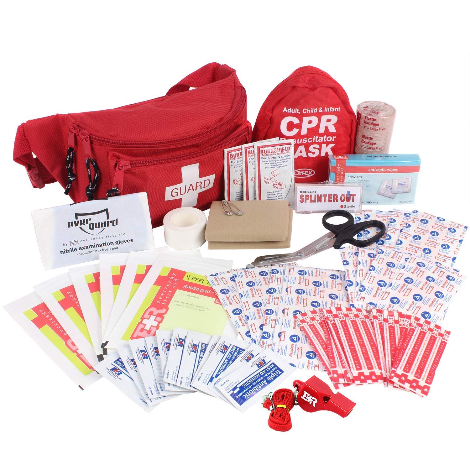 Ever Ready First Aid, Fanny Pack/Hip Pack, Fully Stocked 72 Piece Set