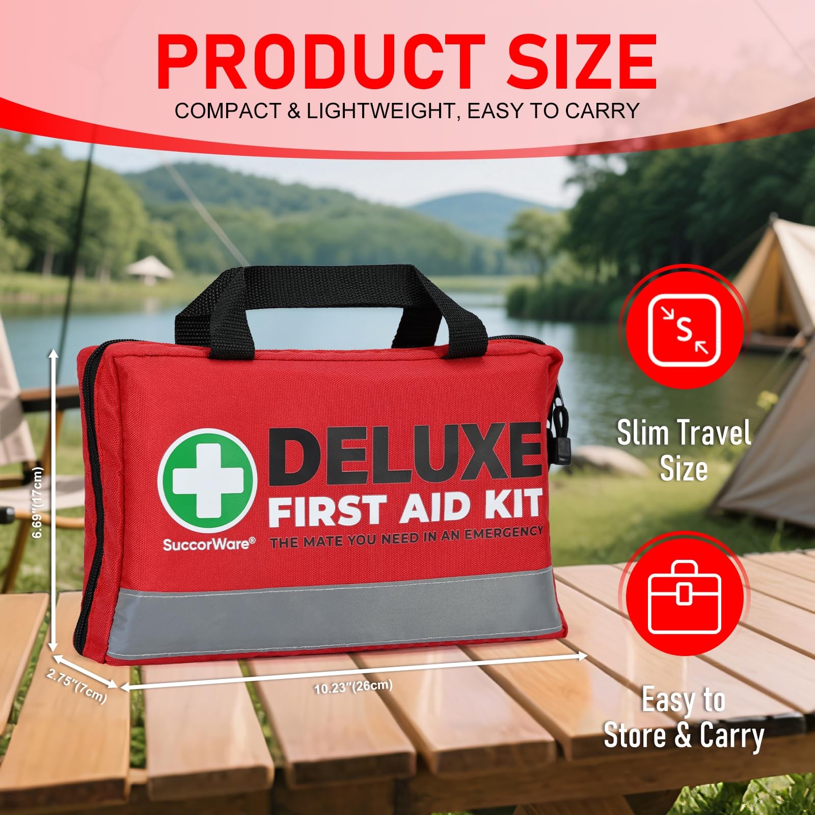 380 Pieces Deluxe First Aid Kit Compact Trauma Medical Kits with Assorted Ban…