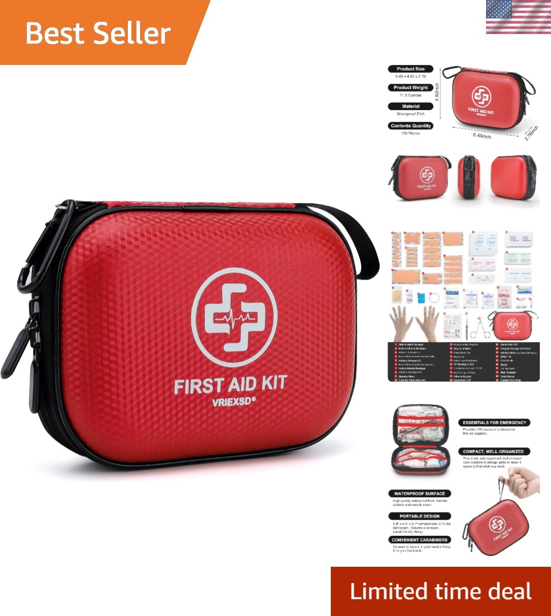 Lightweight Mini First Aid Kit – 150 Waterproof Supplies for Travel & Camping