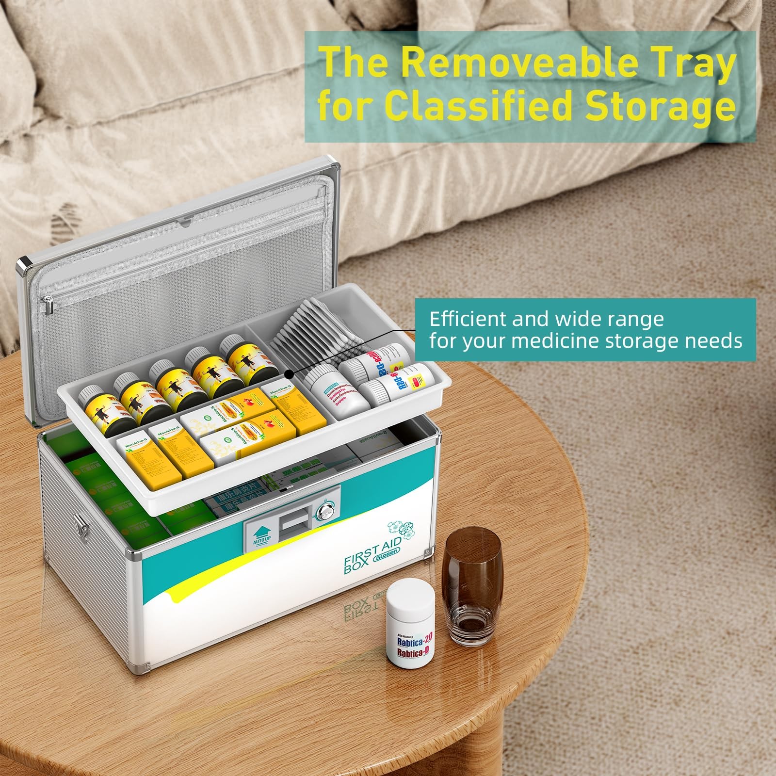 Medicine Lock ,locking medicine , Lock Boxes【Large 14×8.5×7.5 Inches with rem…