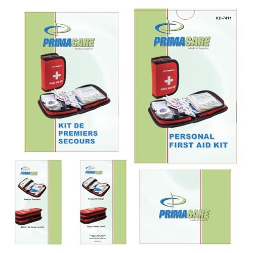 Primacare KB-7411 45 Piece Personal First Aid Kit, 6"x4"x1", with Red