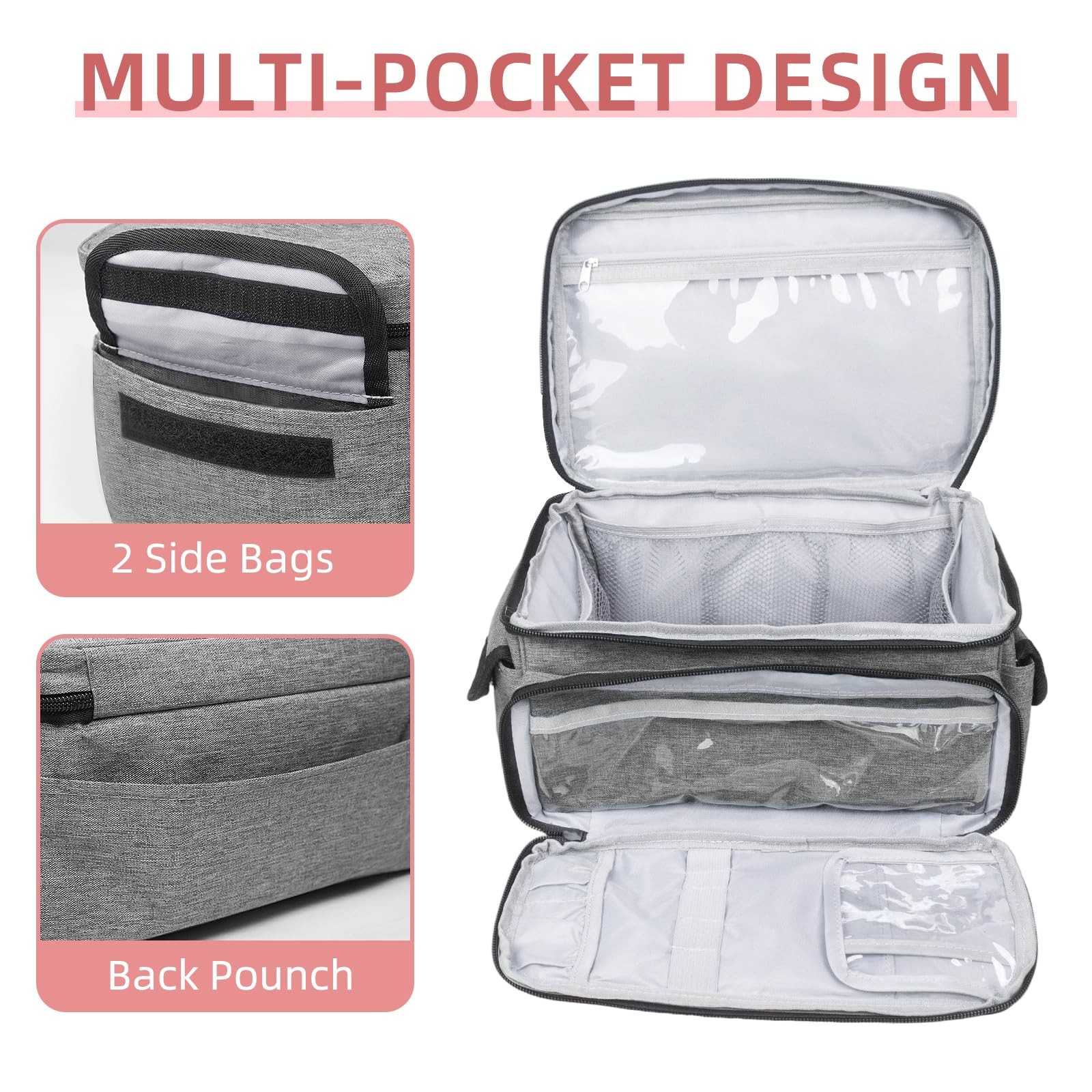 ALSLEA First Aid Bag Empty, Small Medicine 12"L x 9"W x 7"H, Gray
