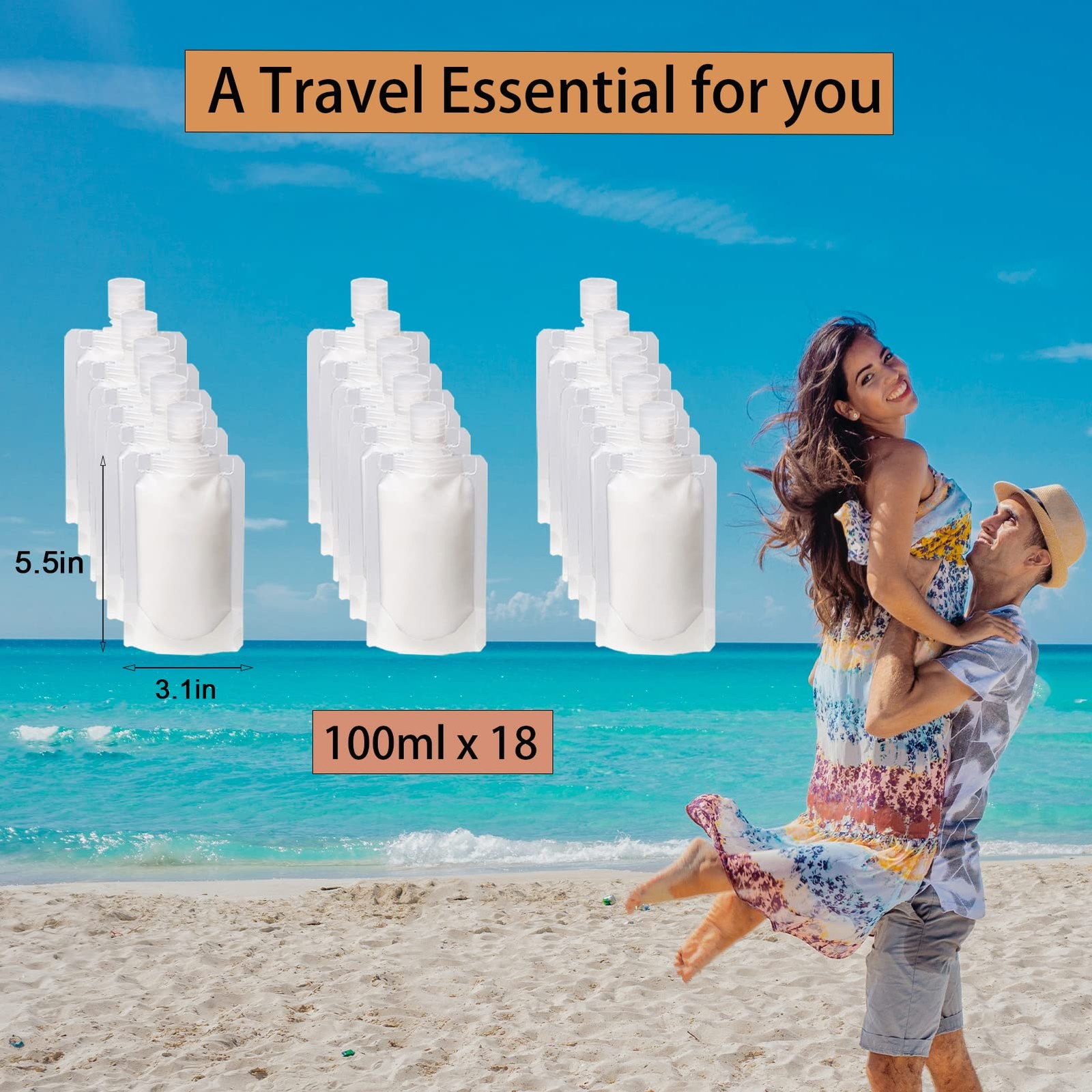 GUXACU 18 PCS Travel Pouches – TSA Approved Makeup 100ml-18 Pcs, White