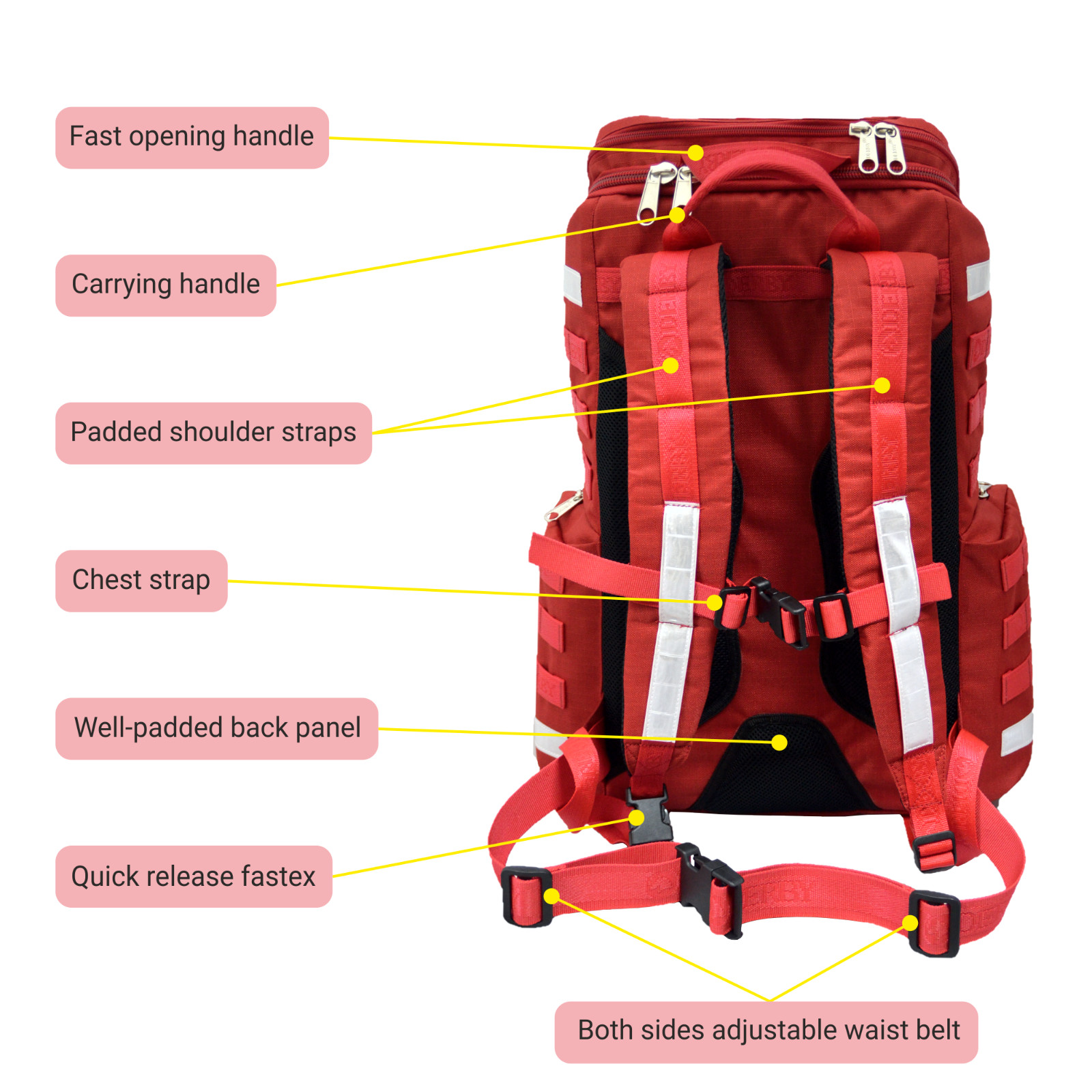 Rescue Backpack Compartments Paramedic Emergency Responder First Aid Rescue Team