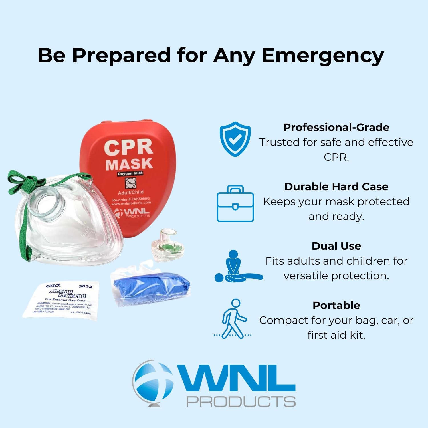CPR Rescue Mask Kit: Adult/Child/Infant Pocket Resuscitator with Hard Case