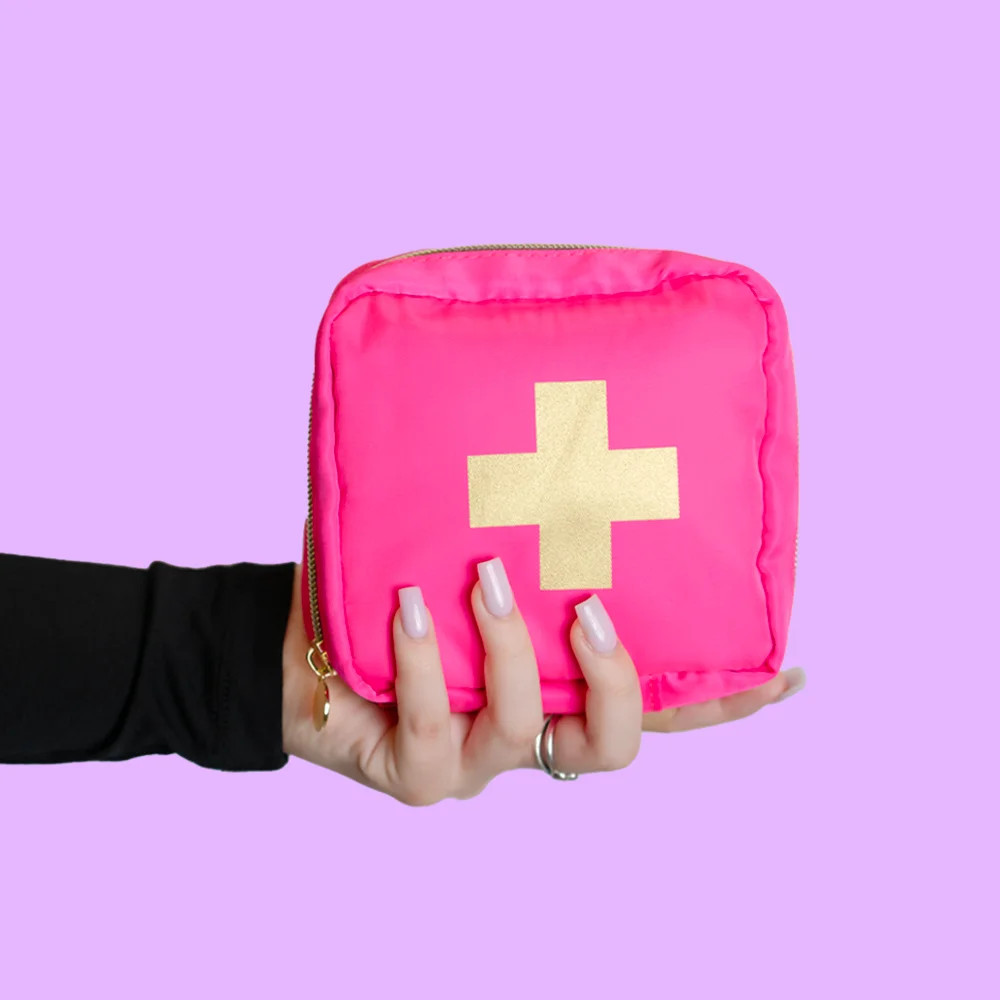 Car First Aid Kit – 90 Pieces Included, Pink, 1 Count, 5 in X 5 in 2 In