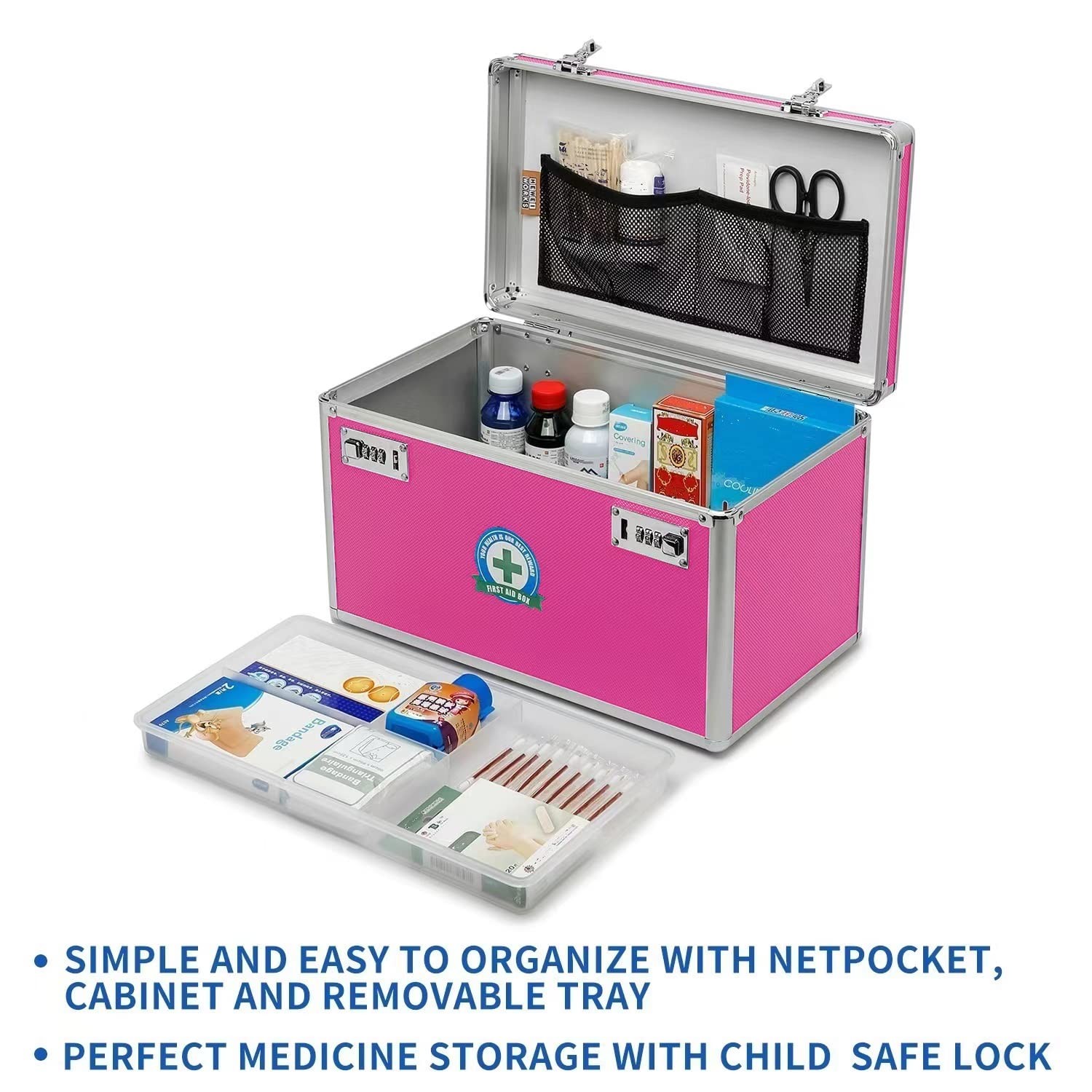 Locking Box with Portable Storage Case, 15"x 8.7"x 9.3"，Childproof Medicat…
