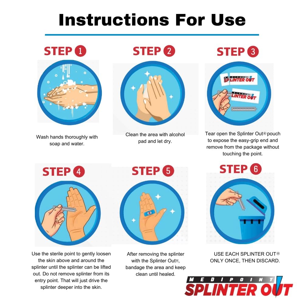 Splinter Out Remover 10 Count (Pack of 1) | Fast, Standard, steel