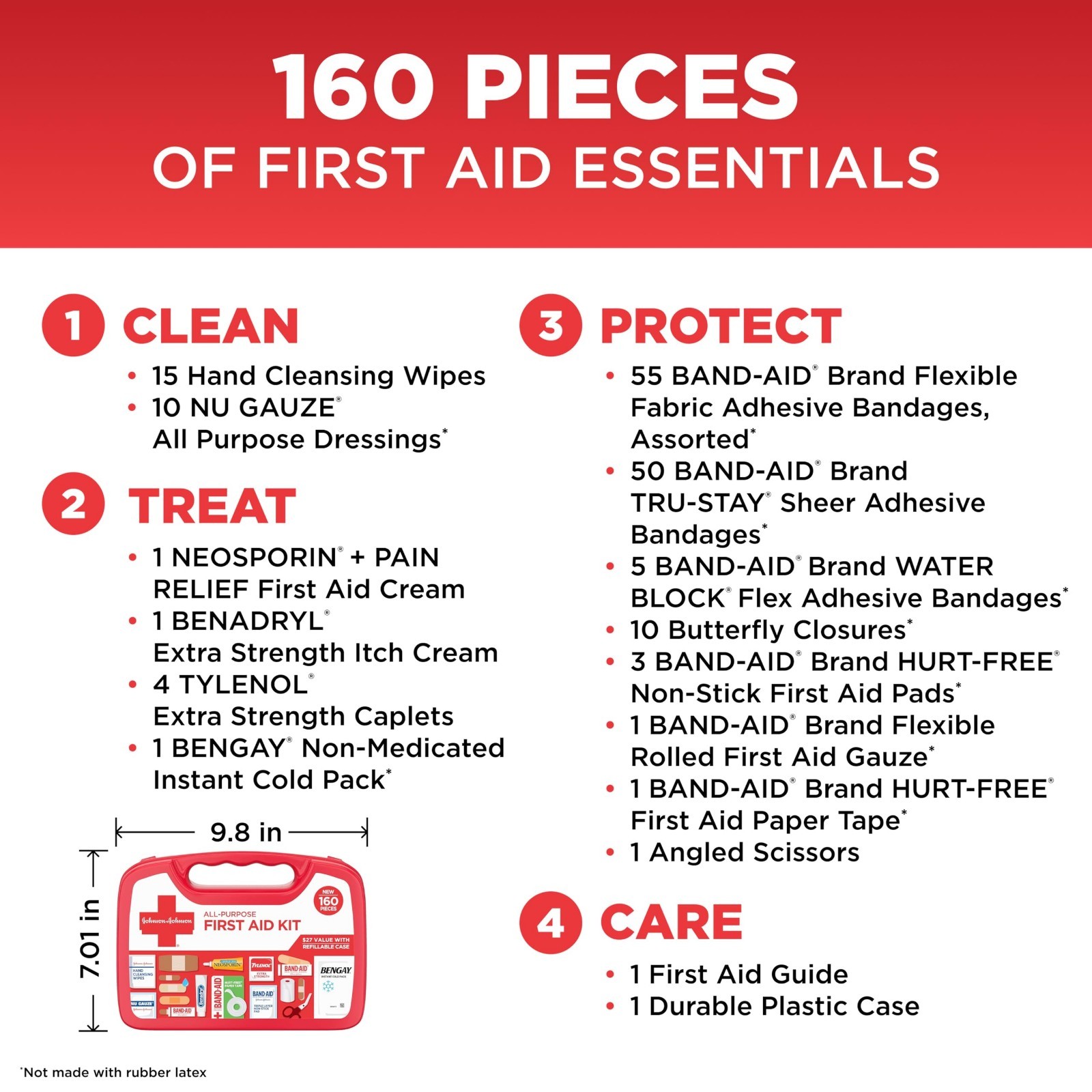 Portable First Aid Kit – 160 Pieces for Cuts, Scrapes, Burns & Wound Care – Trav