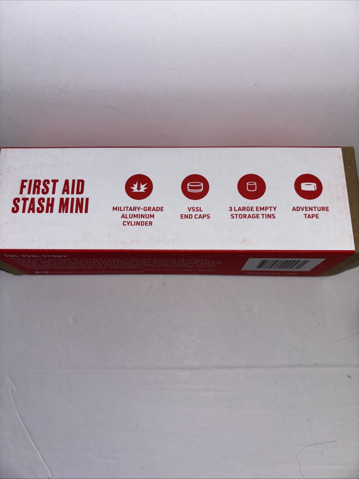 VSSL Mini First Aid Stash Aluminum Cylinder, End Caps, 3 Storage Bins & Tape