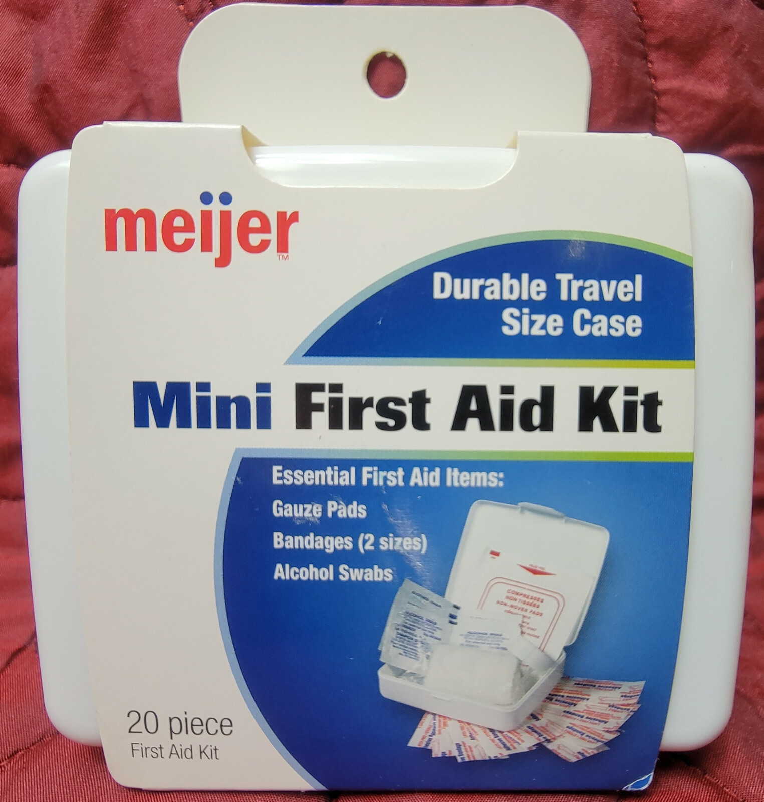 Meijer Durable Travel Size Case Mini First Aid Kit Gauze Pads Bandages Alcohol