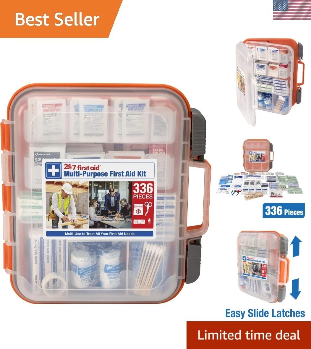 Comprehensive First Aid Kit for Home, Office, and Vehicle – 336 Essential Pieces