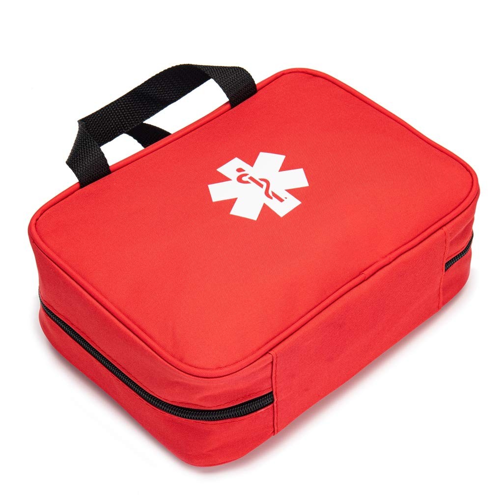 Jipemtra Red First Aid Bag Empty Travel 1 Count (Pack of 1), with Folders