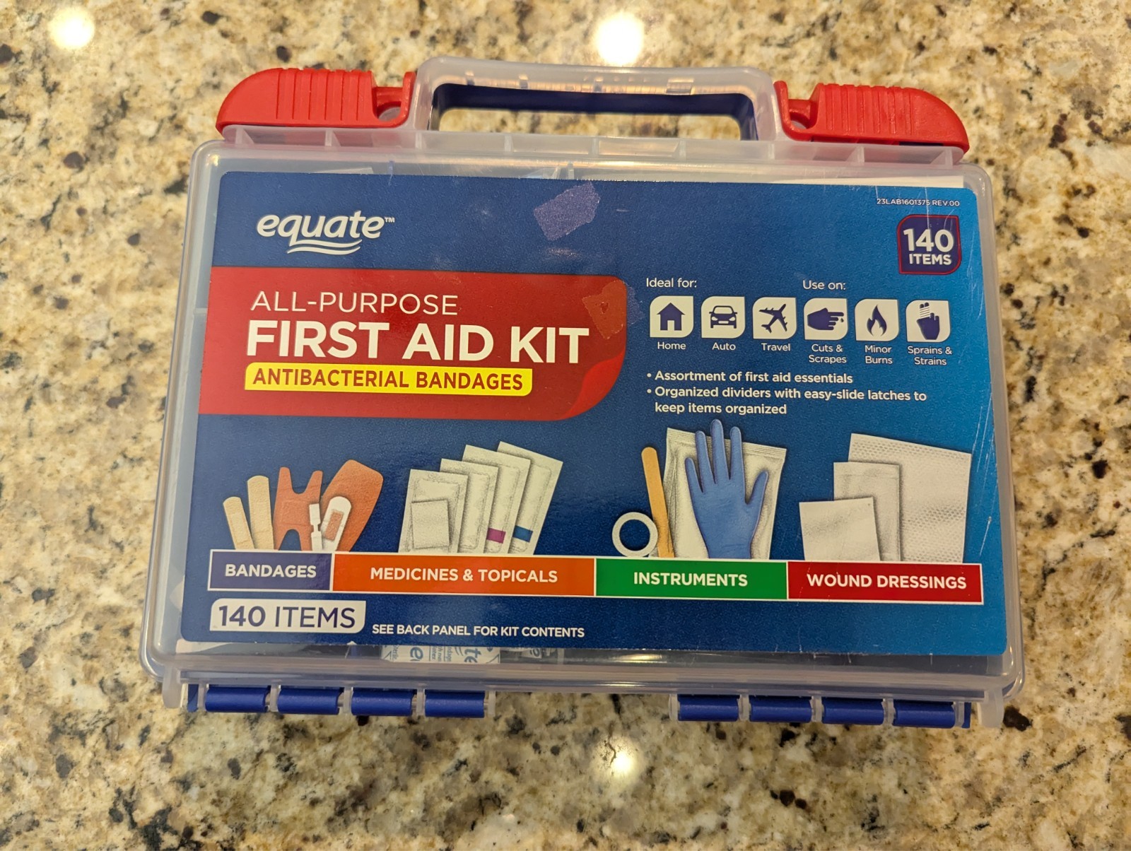Equate All-Purpose First Aid Kit Home Essentials 140 Pieces Best By 06/2026