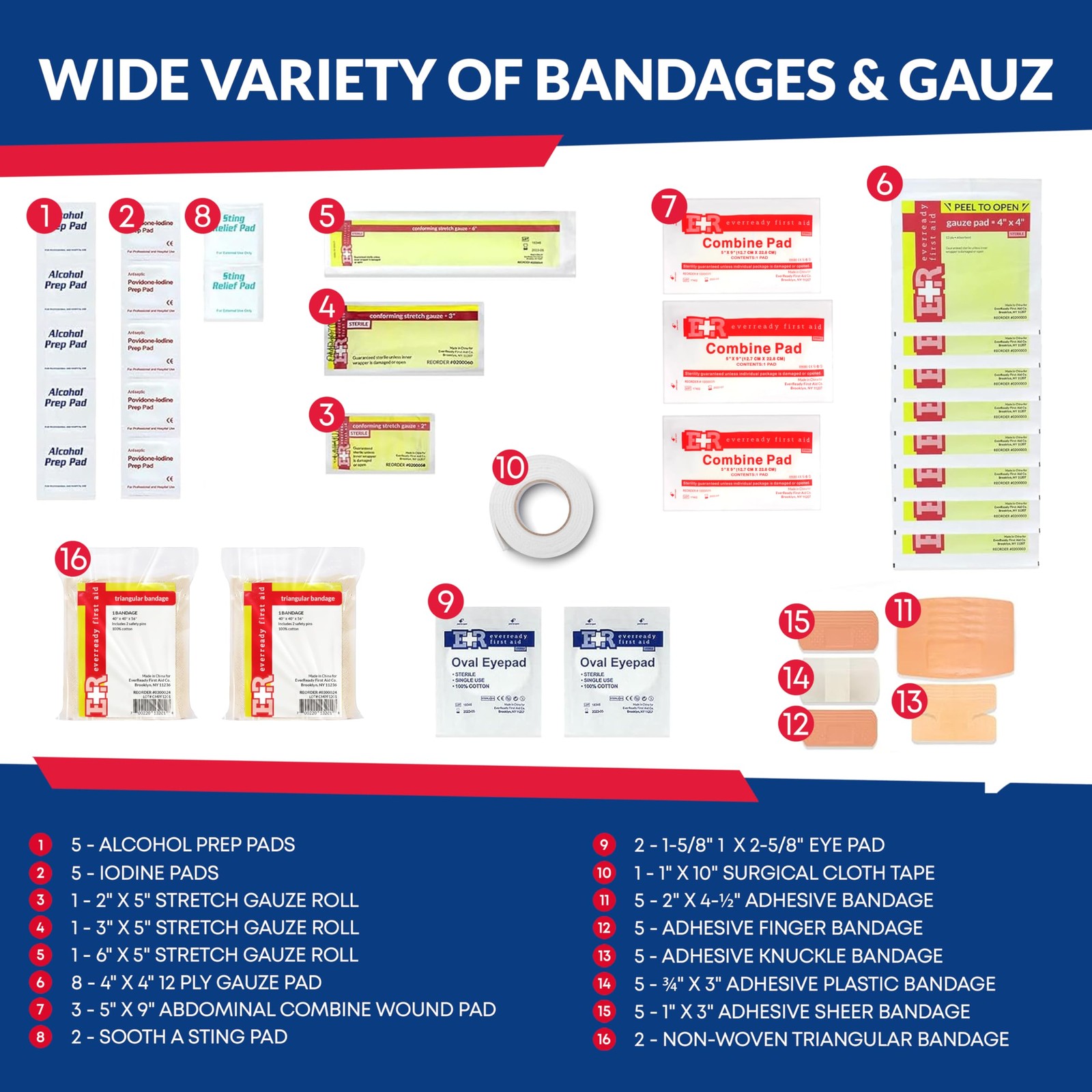 Fully Stocked Trauma First Aid Kit – First Responder II Bag with Tools, Gauze…