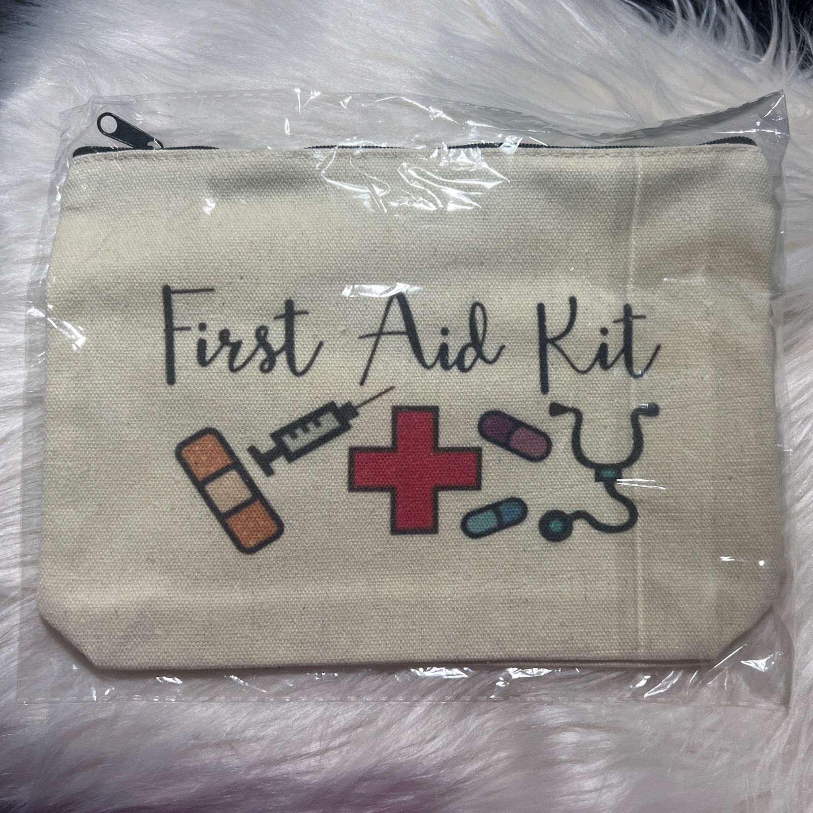 NWOT First Aid Kit Canvas Zip Bag / Pouch.