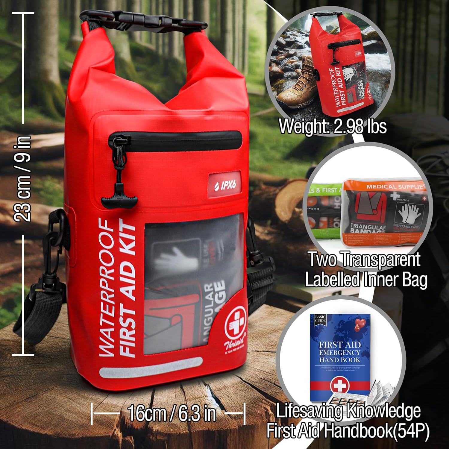 250 PCS Waterproof First Aid Kit, Roll Top Reflective Boat Dry Bag Bug Out Bags,