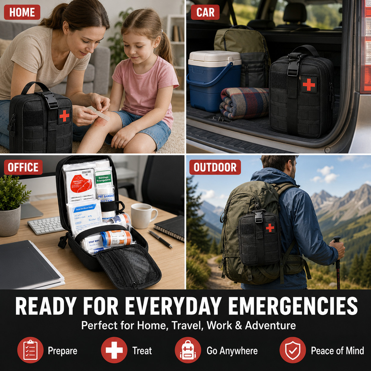 379 PCS Emergency Trauma First Aid Kit with Tourniquet for Car Camping