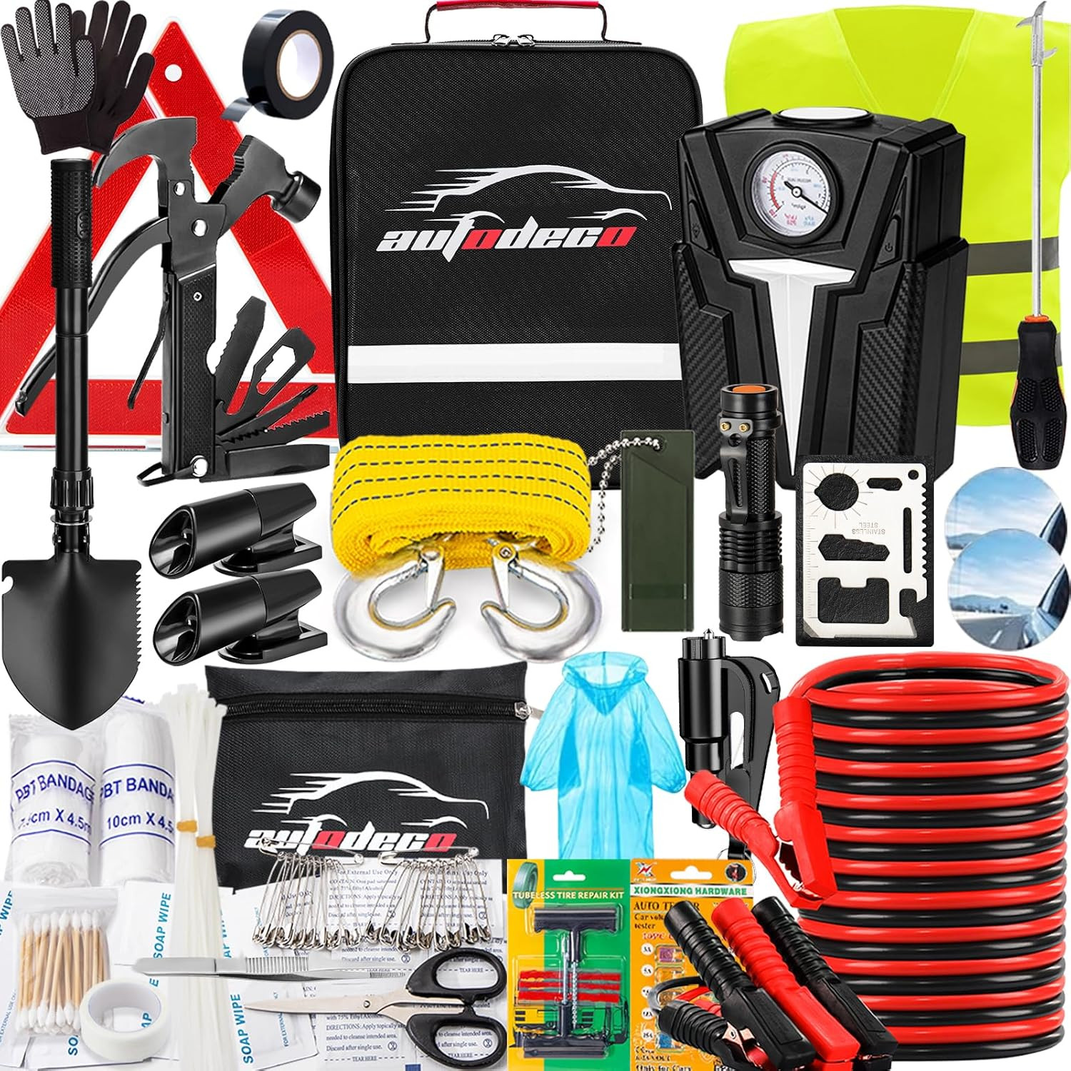 Roadside Car Emergency Kit – 136Pcs Premium Heavy Duty Car Safety Kit Emergency