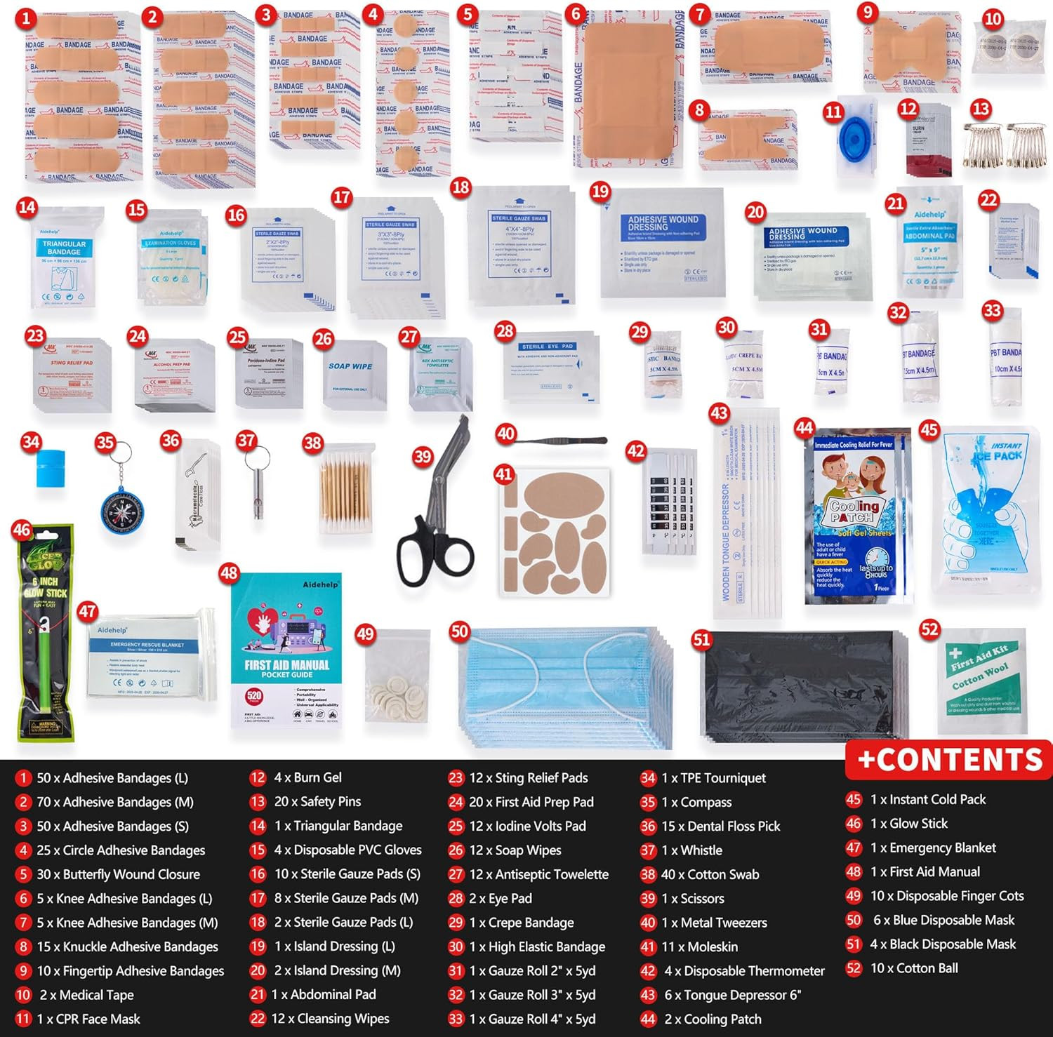 520 Pieces Premium First Aid Kit – Large Emergency Medical Kit for Survival, Car
