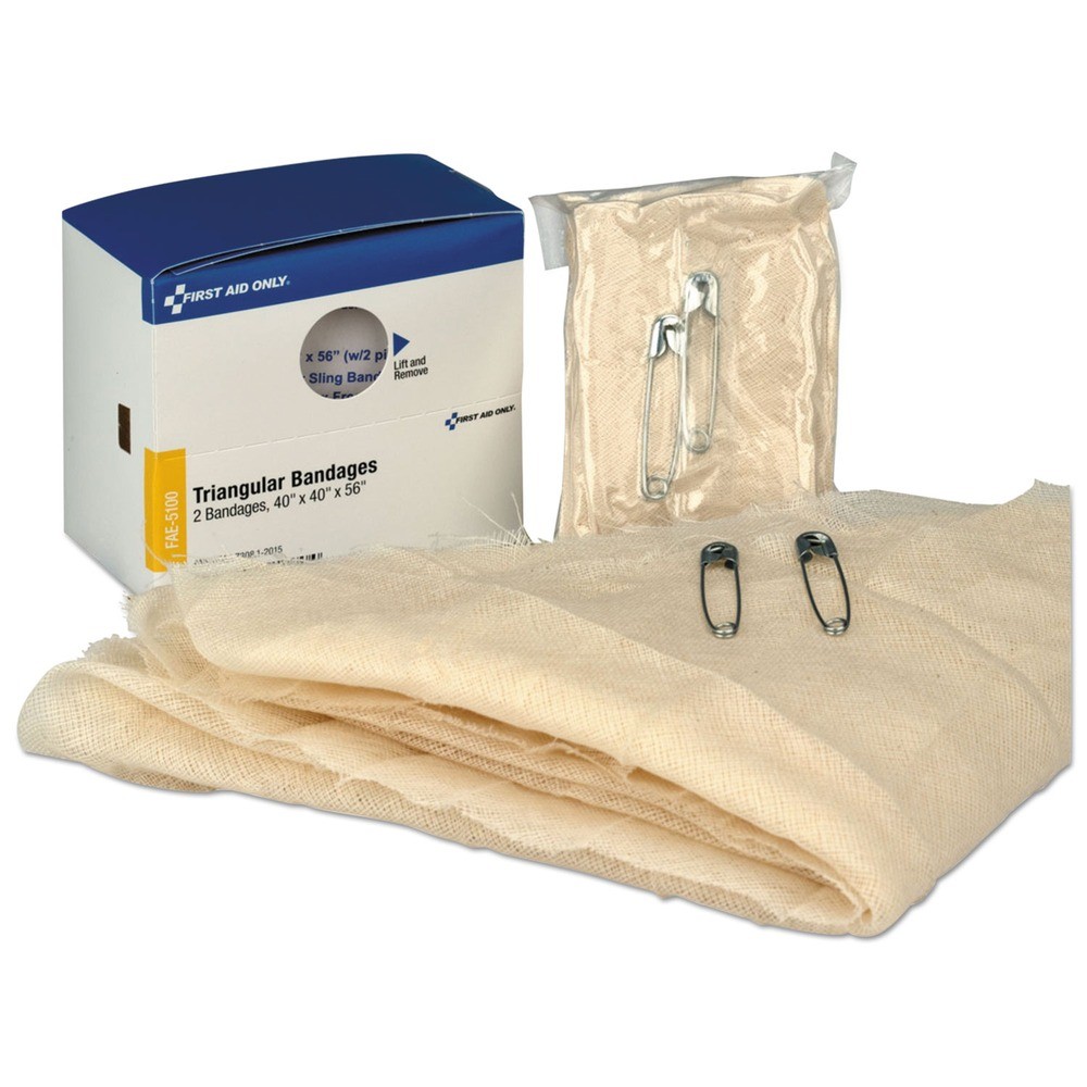 First Aid Only FAE5100 40 in. x 40 in.x 56 in. Triangular Bandages (2/Box) New