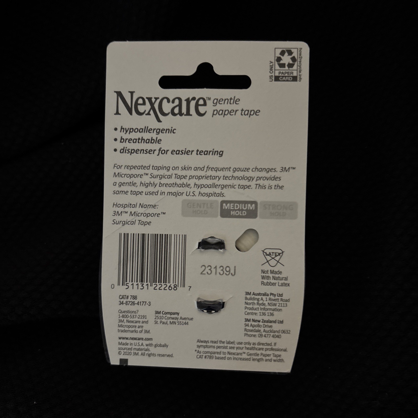Nexcare Paper Tape Dispenser 1"x10yd
