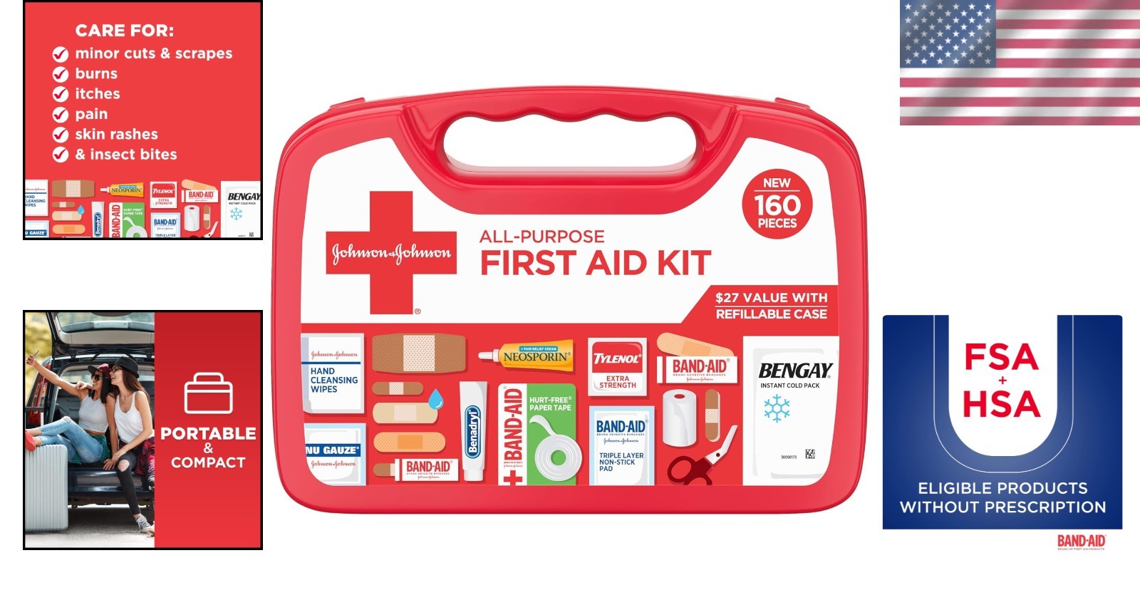 Compact 160-Piece First Aid Kit: Essential Safety for Home, Travel, & Camping
