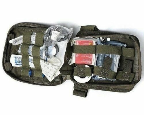 ELITE FIRST AID Enhanced IFAK Kit LvL-1 STOCKED Tactical Trauma Medic Set ODG