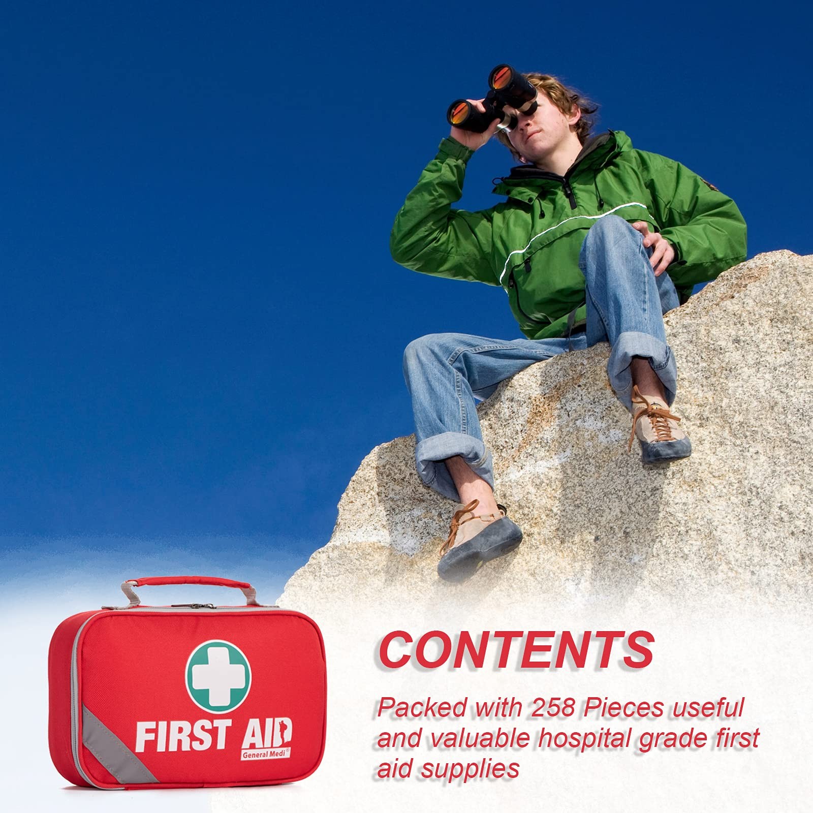 General Medi 2in1 First Aid Kit 215 Pcs+43Pcs Mini Emergency Bag Home Car Travel