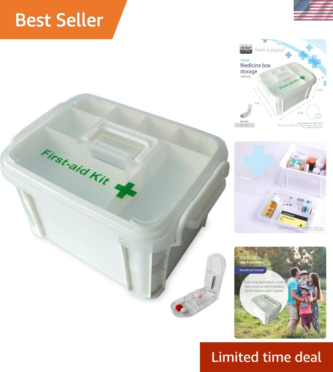 Portable First Aid Organizer Box – Waterproof Medicine Kit for Travel & Home