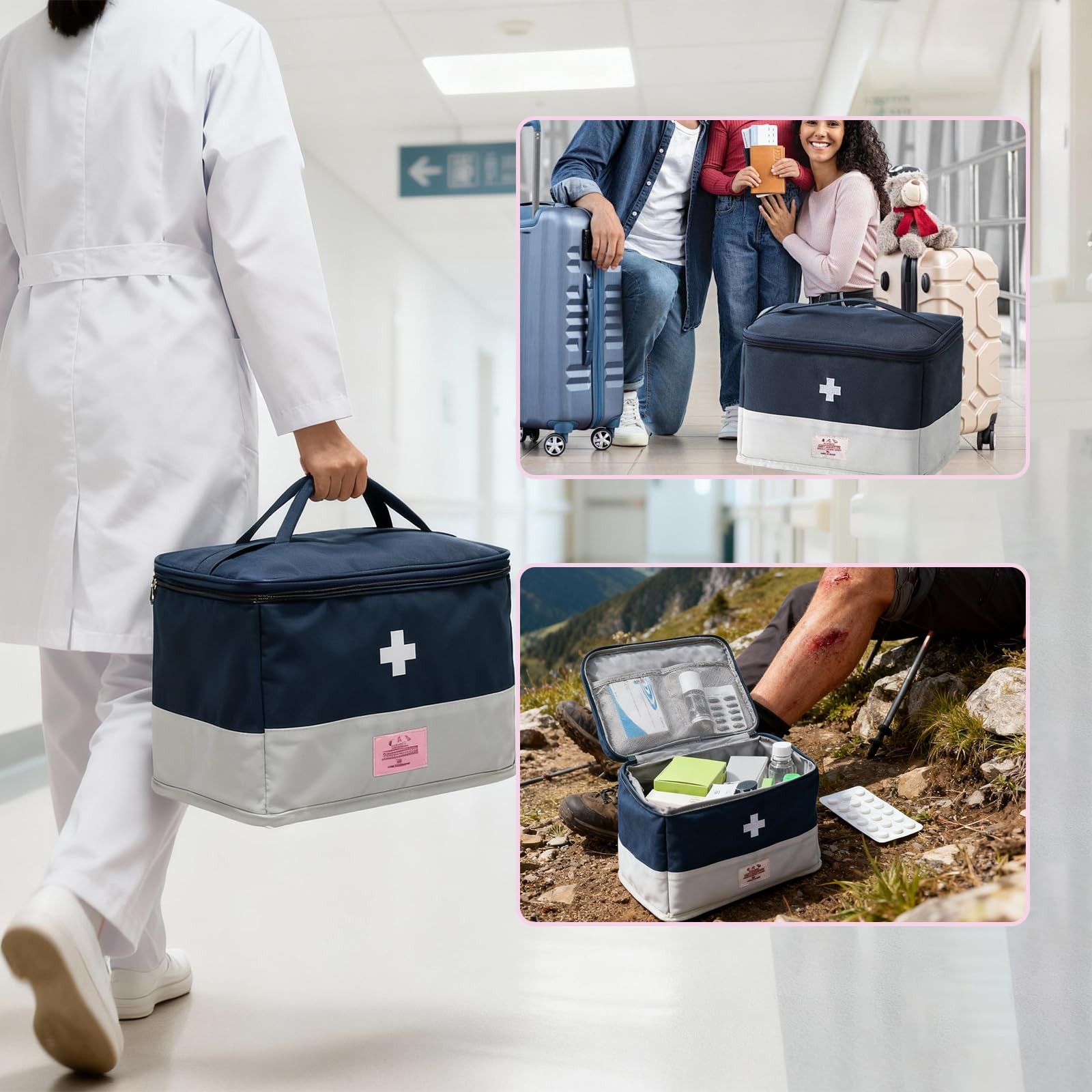 Medicine Travel Bag Organizer, Empty First Aid Box, for Home, Travel, Camping…