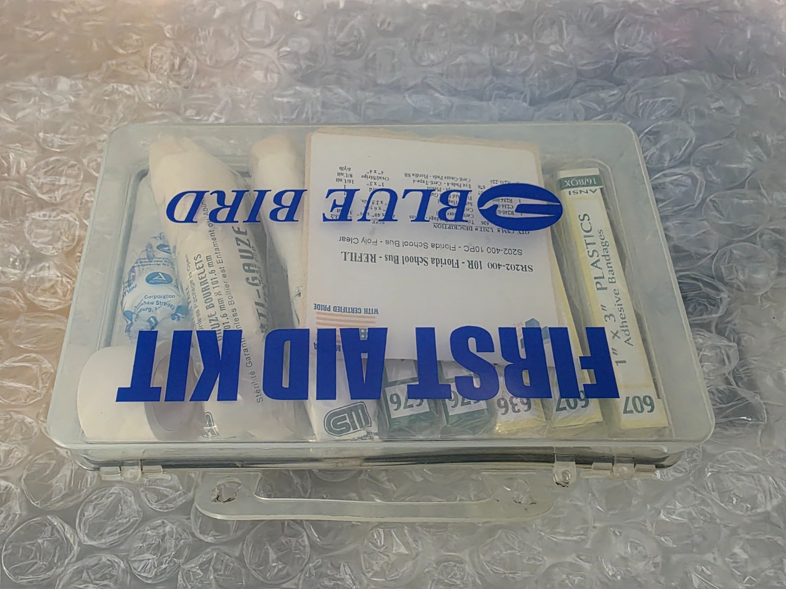 blue bird Florida first aid kit clear 10 unit and body fluid clean up kit combo