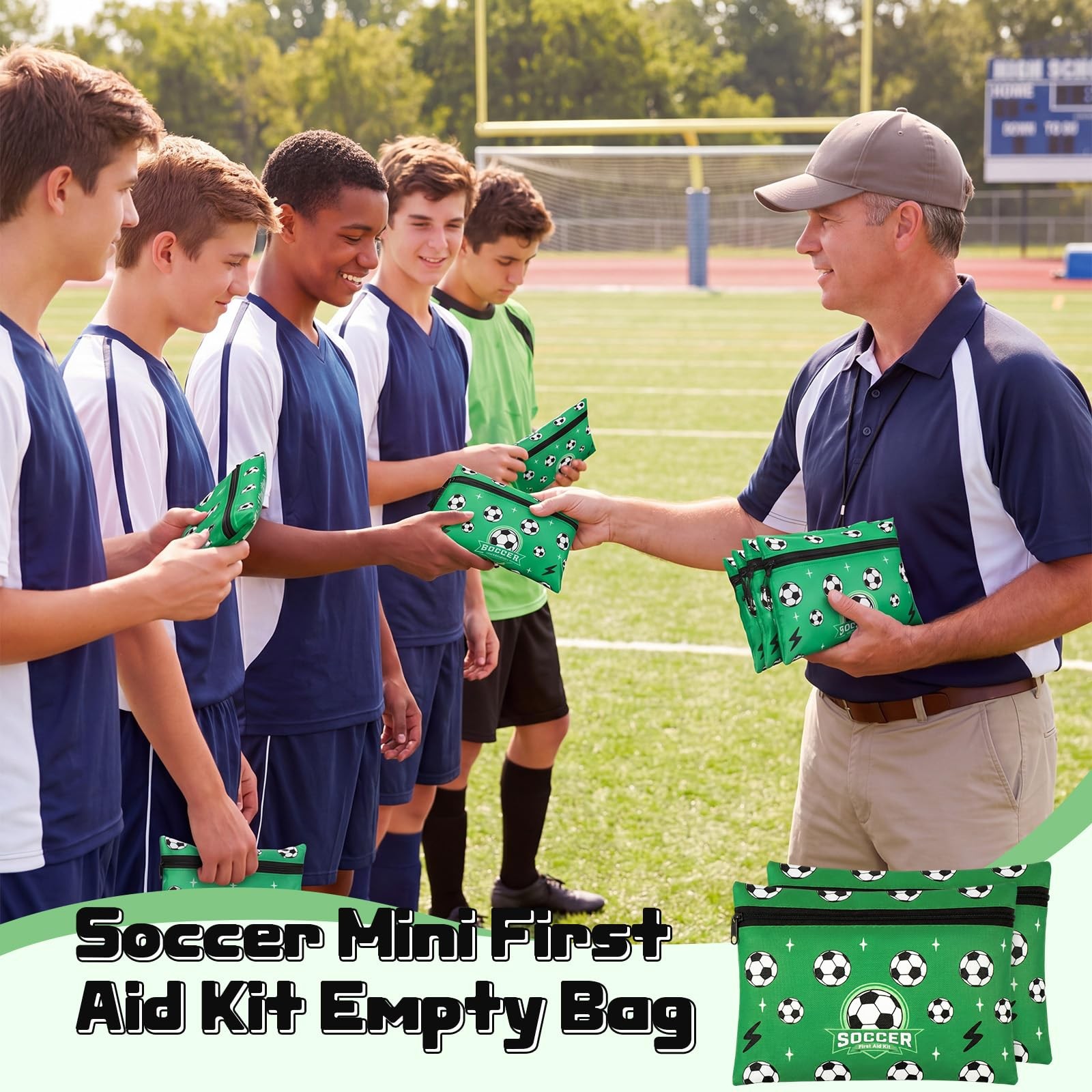 Tudomro 12 Pcs Soccer Team Gifts First Aid Empty Bags, Portable Waterproof Zi…