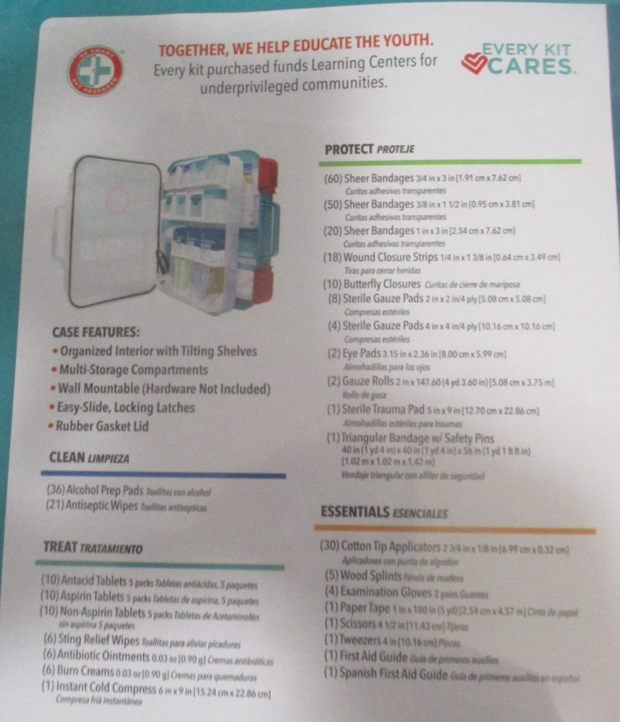 Be Smart Get Prepared First Aid Kit 326 Pieces OSHA ANSI Compliant New Sealed