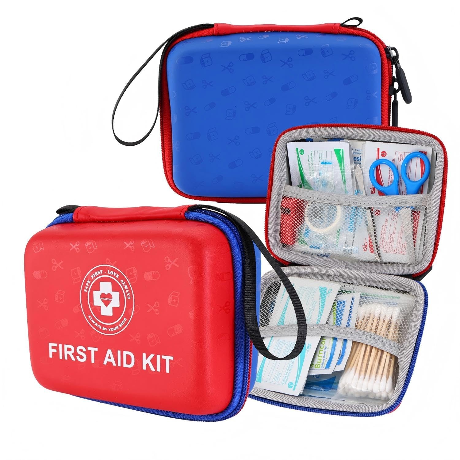 Small First Aid Kit – 165 Piece Dual-Color Emergency Medical Kit with Hard Sh…