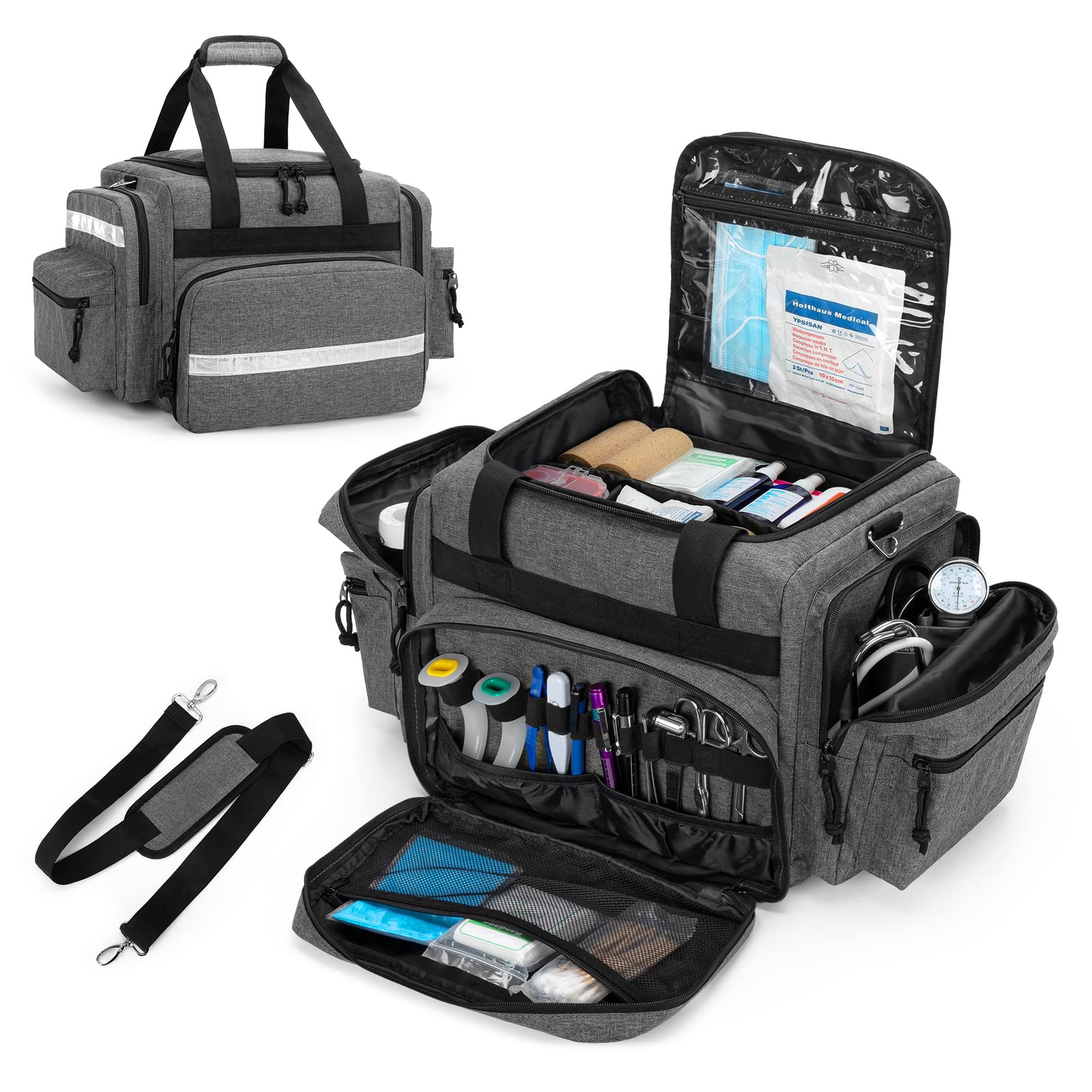 Damero Professional Medical Bag Empty, First Responder Trauma Bag with Detach…