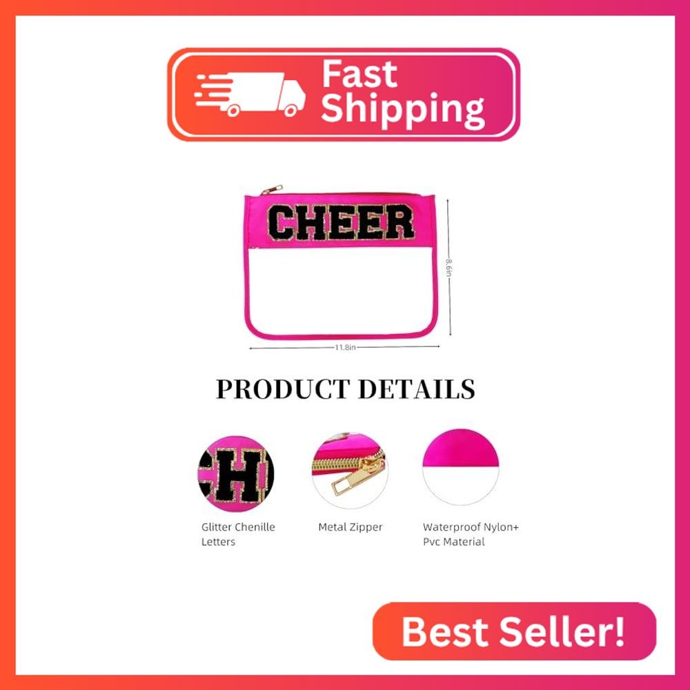Dealkion Cheer Bag Cheerleader Gifts Accessories Clear Chenille Letter Patch Che