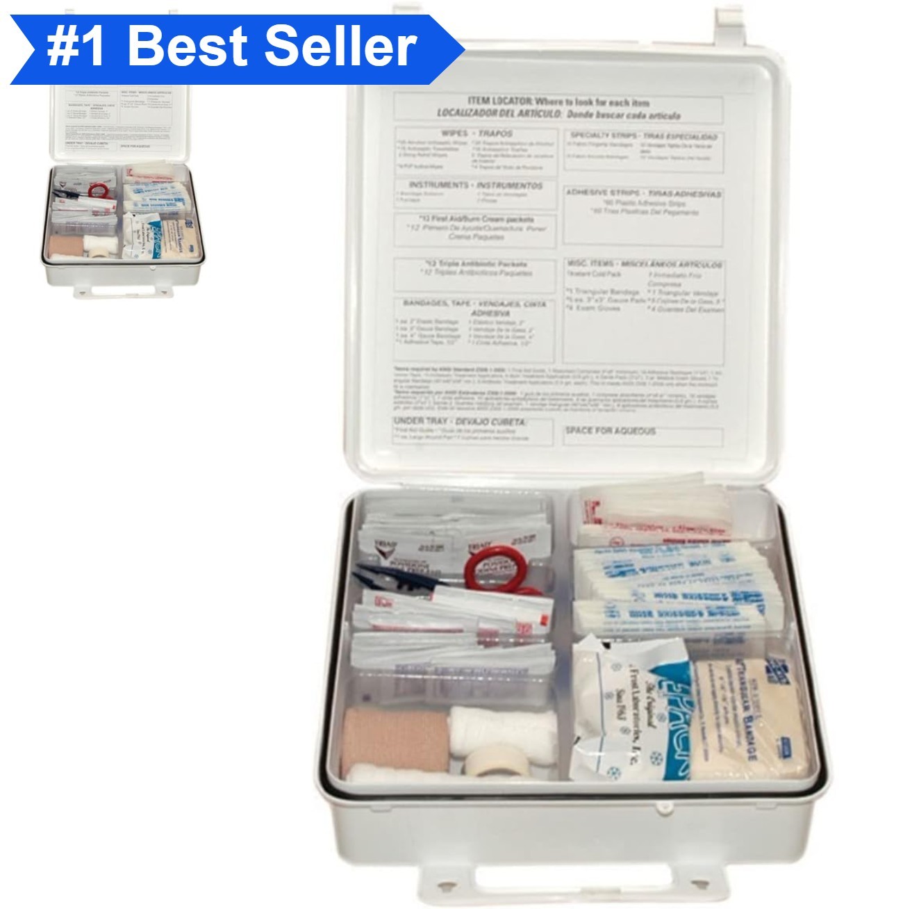 First Aid Kit 165 Piece 50 Person Weatherproof Plastic Case Wall Mountable