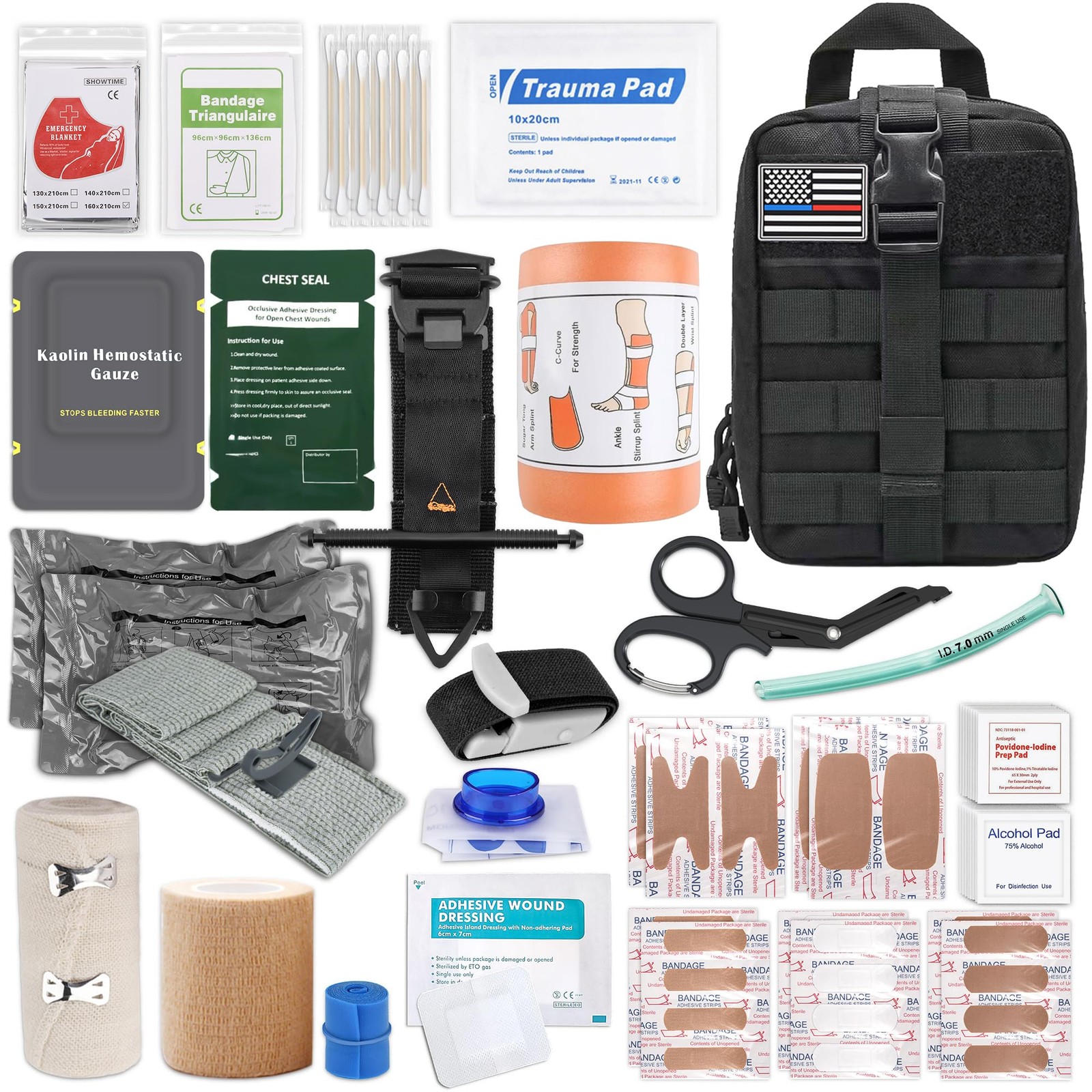 IFAK Trauma Kit with Tourniquet, 6-Inch Israeli Bandage, Splint, First Aid Ki…