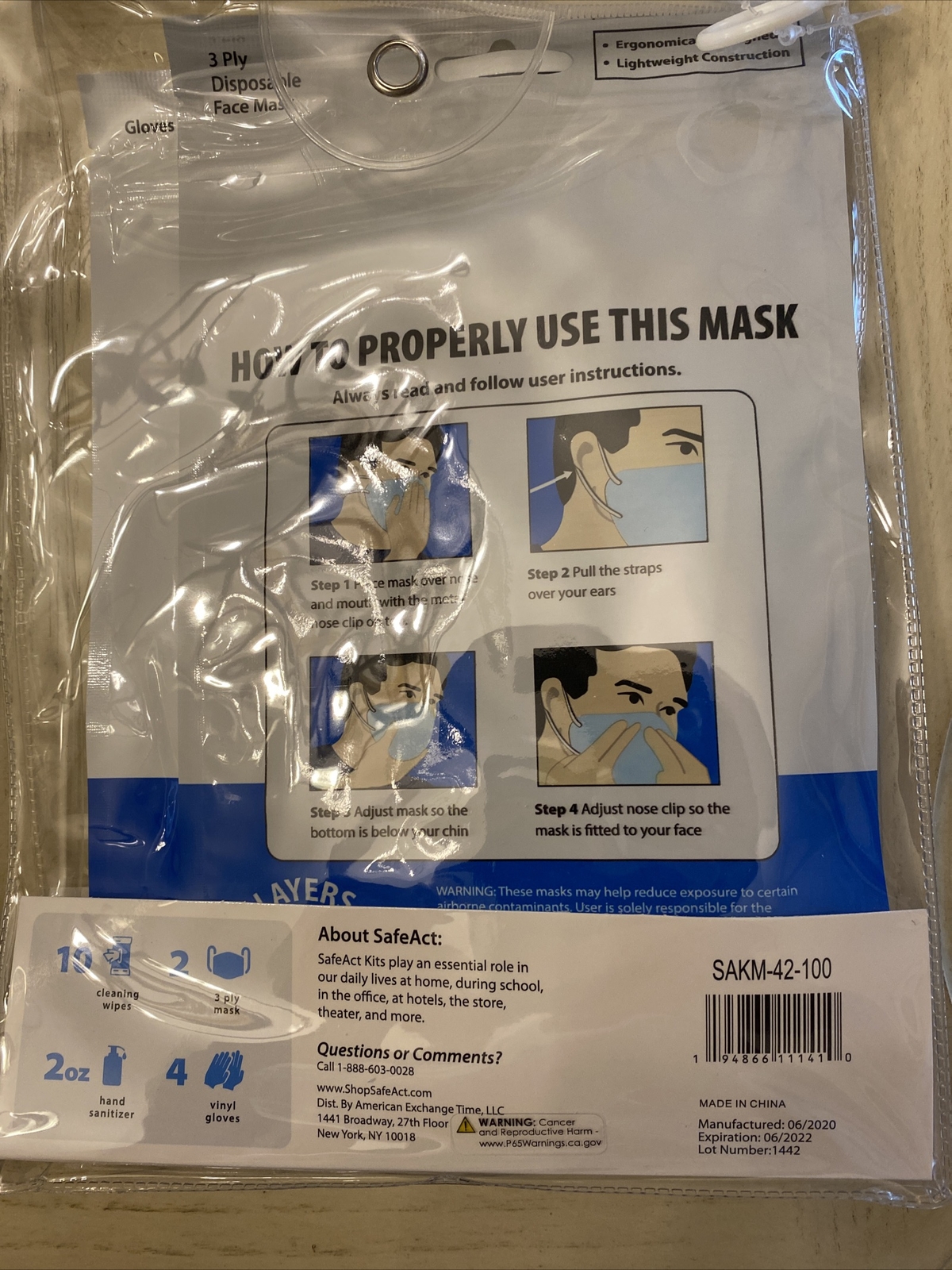 6-SAFE ACT Personal Protective Supply Mini/Travel Kit PPE NEW/SEALED